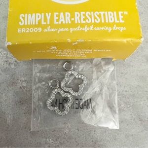 Authentic Origami Owl Silver Pave Quarterfoil Earring Drops ER2009 Retired NEW